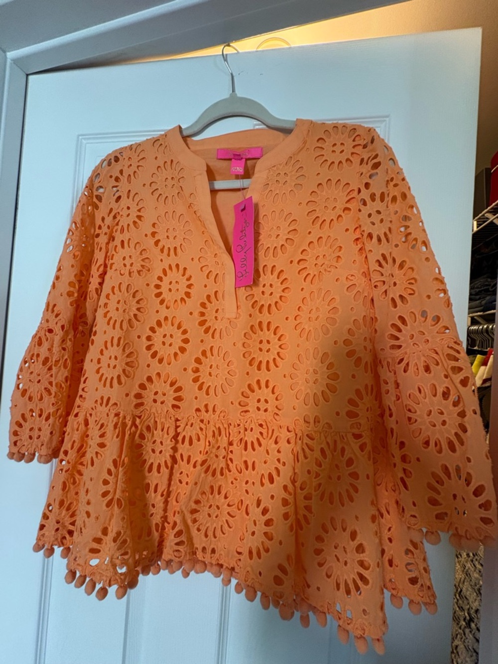 Lilly Pulitzer Orange Eyelet Peasant Tunic